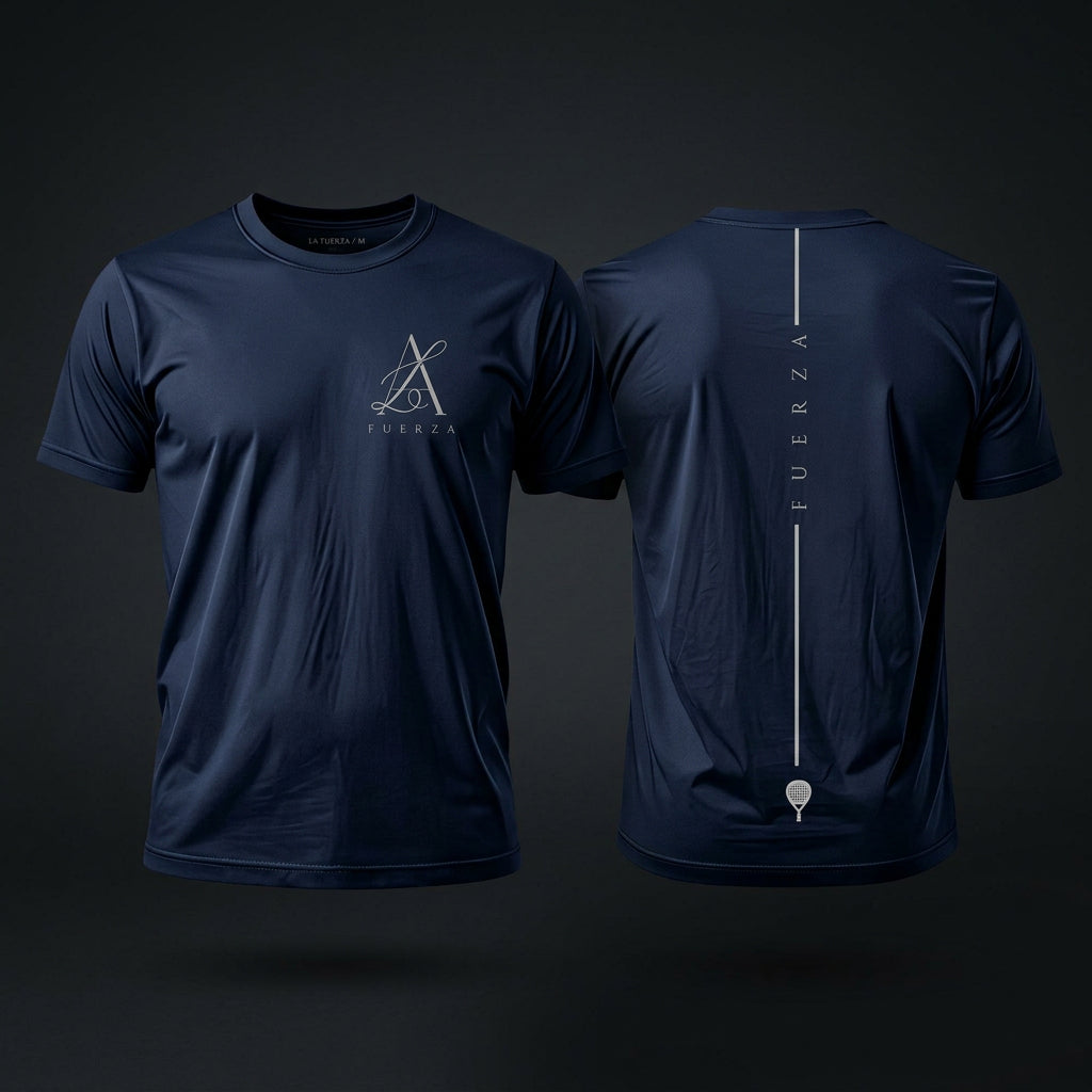 LA FUERZA Performance Tee Navy - Front & Back
